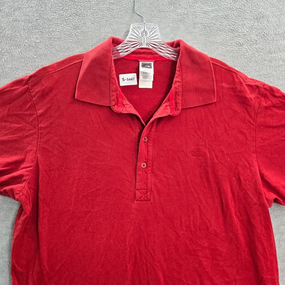 The North Face Men‎ Polo Shirt XL Red Logo Embroidered Short Sleeve Collar
